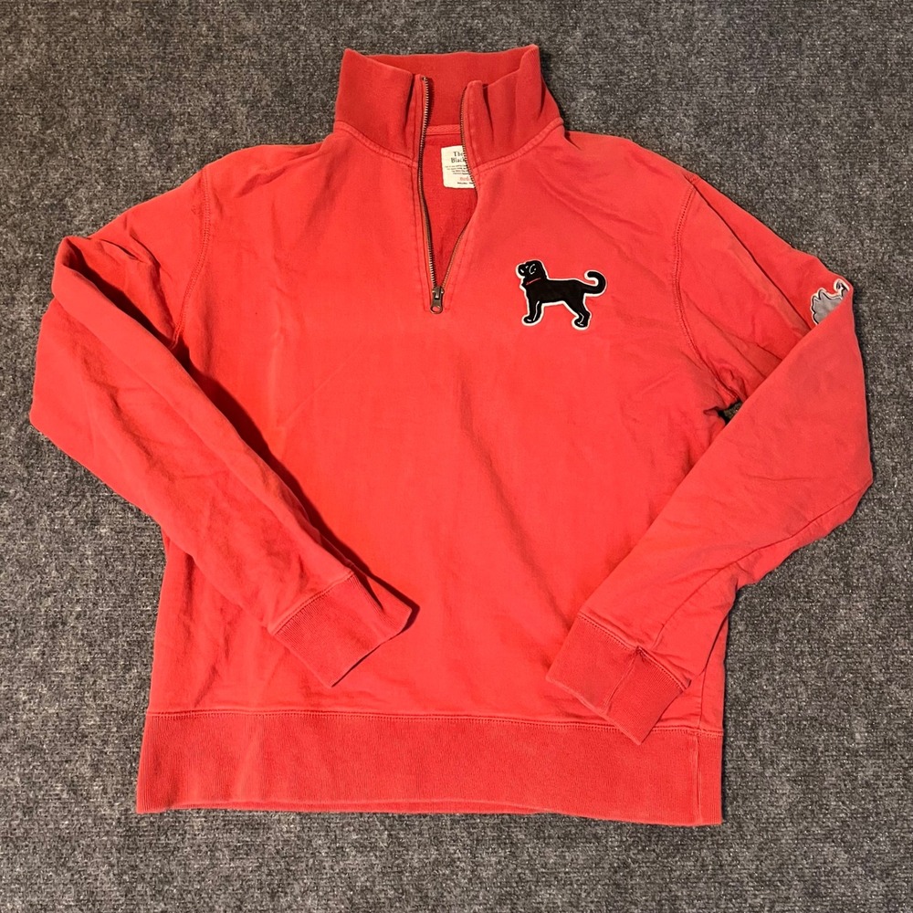 The Black Dog Mens Martha's Vineyard 1/4 Zip Sweatshirt Red Coral Cotton Medium
